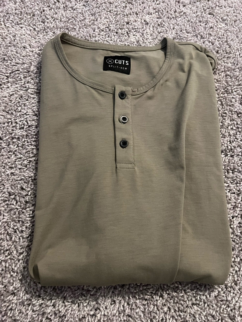 Cuts Clothing Olive Green Short Sleeve Henley Tee